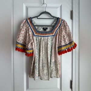 Anthropologie Maeve Paolina Tasseled Blouse Size Small